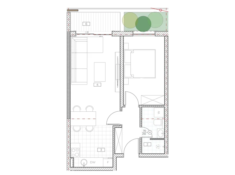Mieszkanie 1 pokój 47 m² Boreti, Czarnogóra