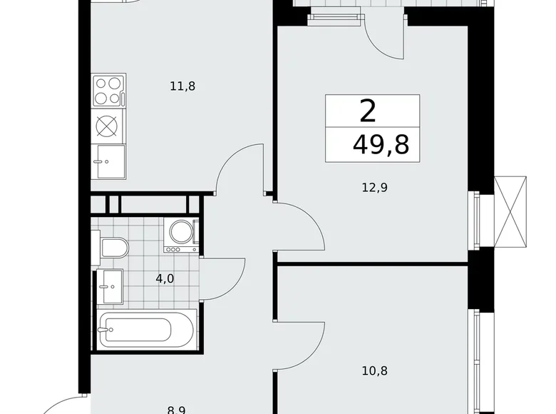 Квартира 2 комнаты 50 м² район Коммунарка, Россия