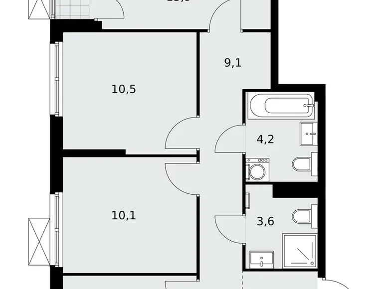 3 room apartment 70 m² Kommunarka, Russia