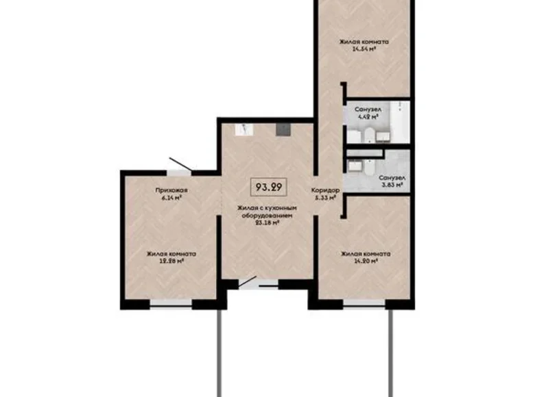 4 room apartment 93 m² Kalodziscanski sielski Saviet, Belarus