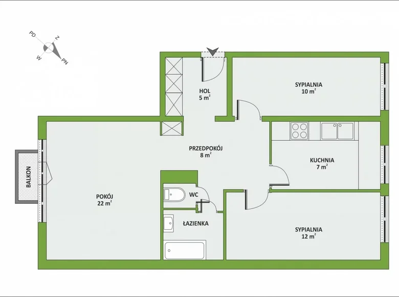 Appartement 3 chambres 68 m² Varsovie, Pologne