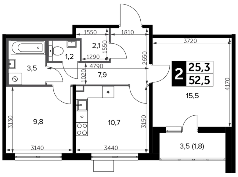 Mieszkanie 2 pokoi 54 m² Leninsky District, Rosja