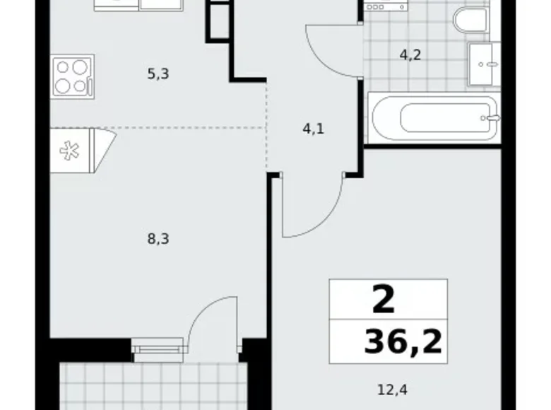 Apartamento 2 habitaciones 36 m² Kommunarka, Rusia