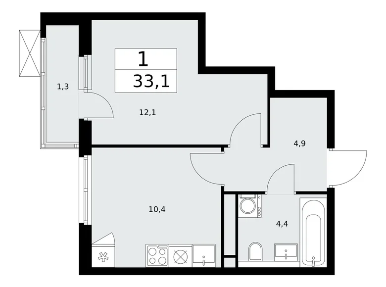 Mieszkanie 1 pokój 33 m² Kommunarka, Rosja