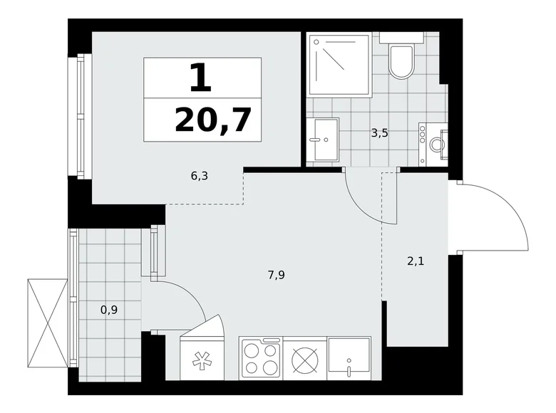 Apartamento 1 habitación 21 m² Kommunarka, Rusia