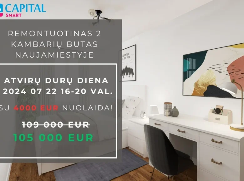Appartement 2 chambres 46 m² Vilnius, Lituanie