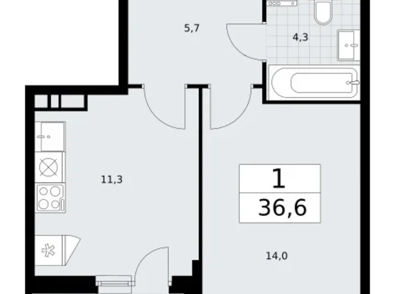 Wohnung 1 zimmer 37 m² Wnukowo, Russland