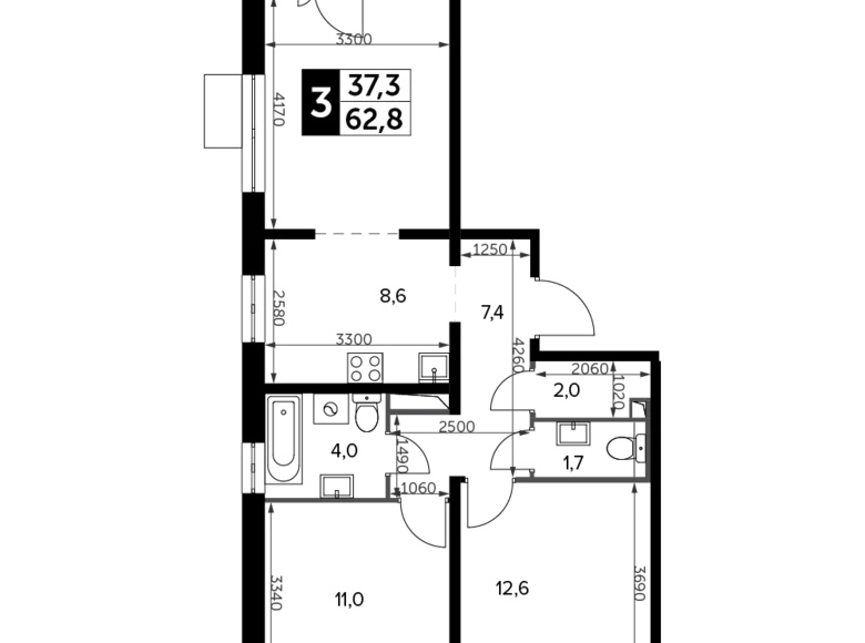 Wohnung 3 zimmer 63 m² Leninsky District, Russland