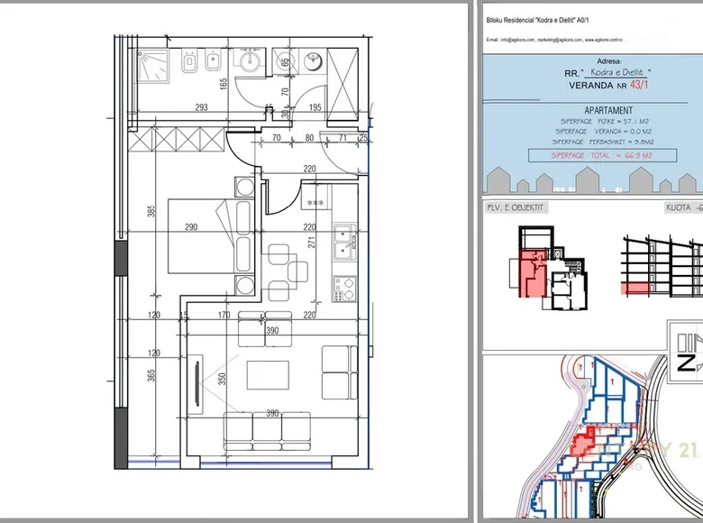 Apartamento 1 habitación 57 m² Tirana Municipality, Albania