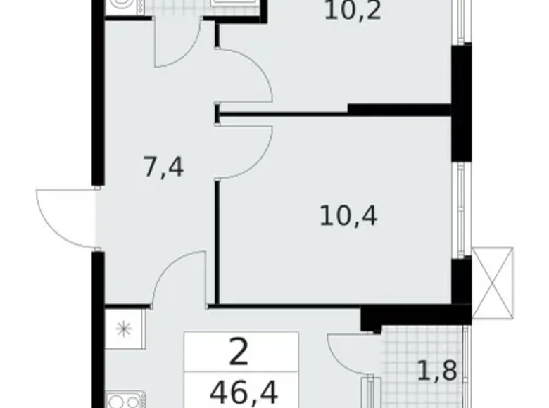 Квартира 2 комнаты 46 м² Красное Село, Россия