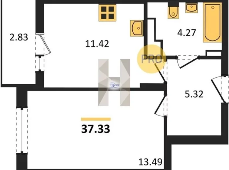 Wohnung 1 zimmer 37 m² Kaliningrad, Russland