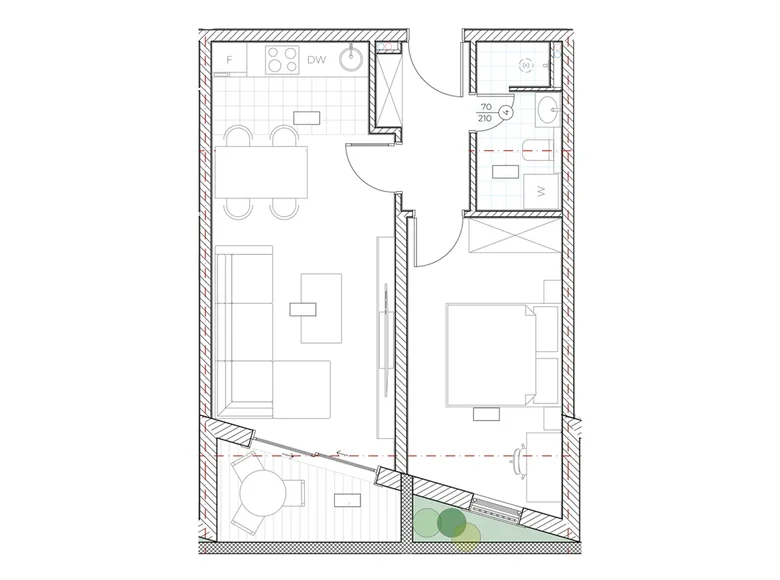 1 room apartment 46 m² Boreti, Montenegro