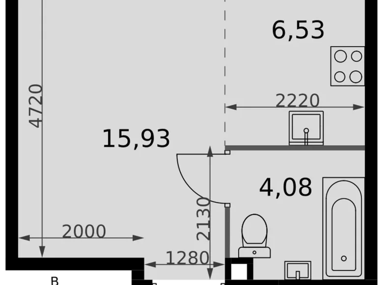 Студия 1 комната 27 м² Москва, Россия
