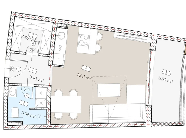 Estudio 1 habitación 43 m² Boreti, Montenegro