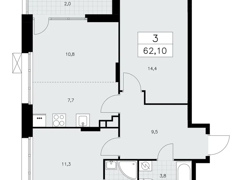 Квартира 3 комнаты 62 м² район Коммунарка, Россия