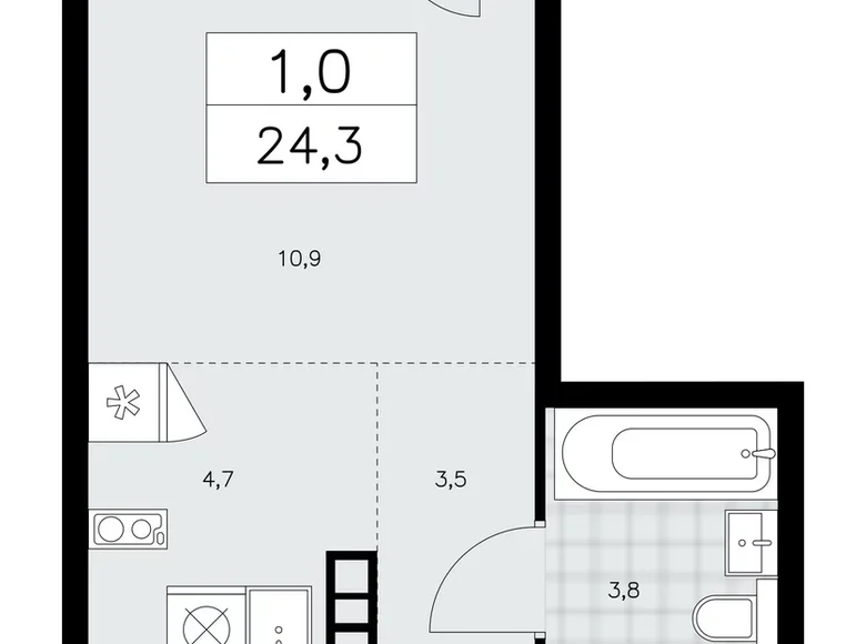 1 room apartment 24 m² Kommunarka, Russia