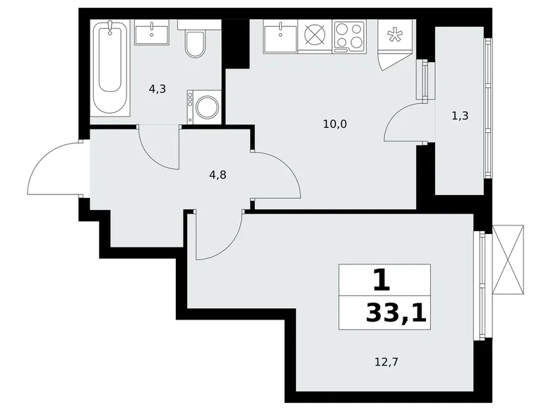 Appartement 1 chambre 33 m² Kommunarka, Russie