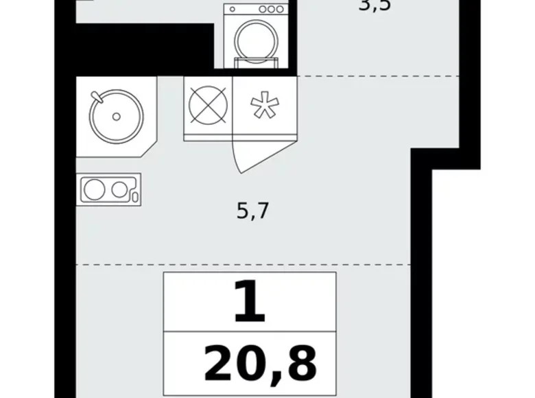 Apartamento 1 habitación 21 m² Kommunarka, Rusia