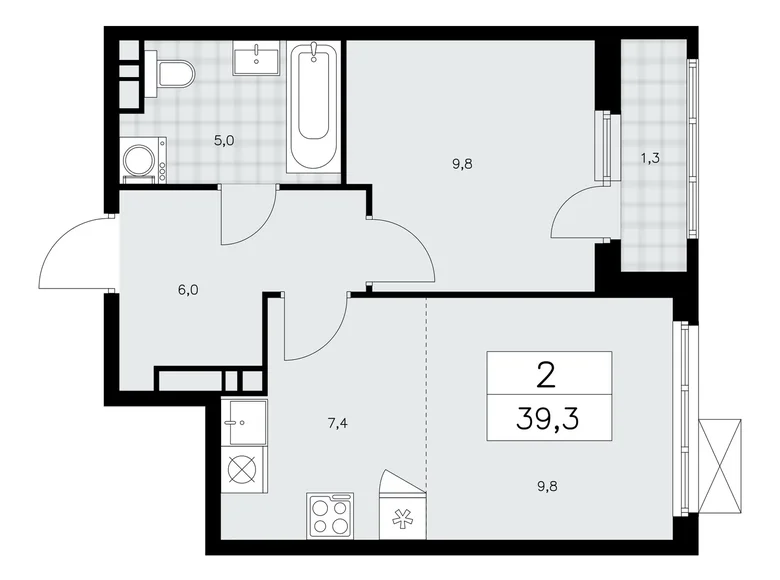 Mieszkanie 2 pokoi 39 m² Kommunarka, Rosja