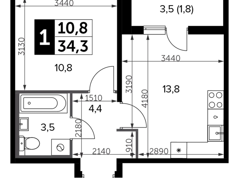 Wohnung 1 zimmer 35 m² Leninsky District, Russland