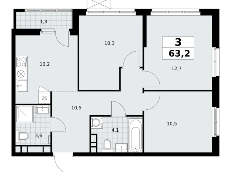 Wohnung 3 zimmer 63 m² Moskau, Russland