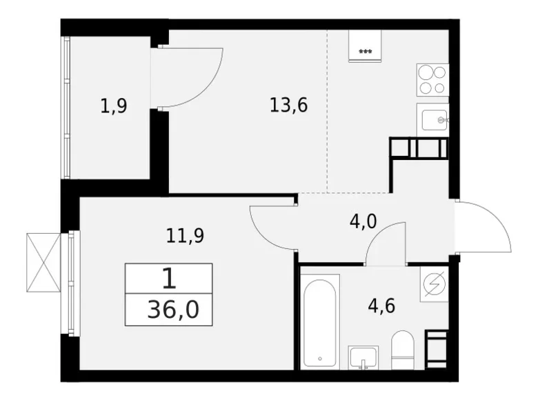 Wohnung 1 zimmer 36 m² Krasnoje Selo, Russland
