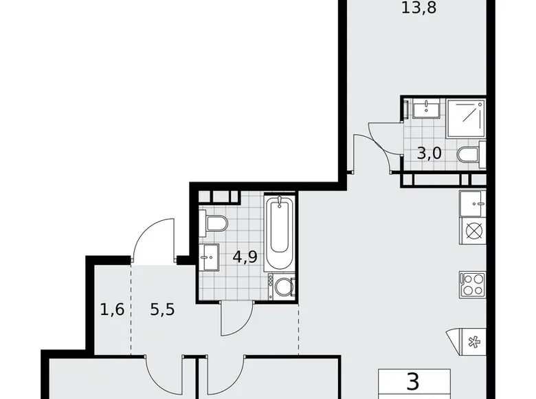 Квартира 3 комнаты 81 м² район Коммунарка, Россия