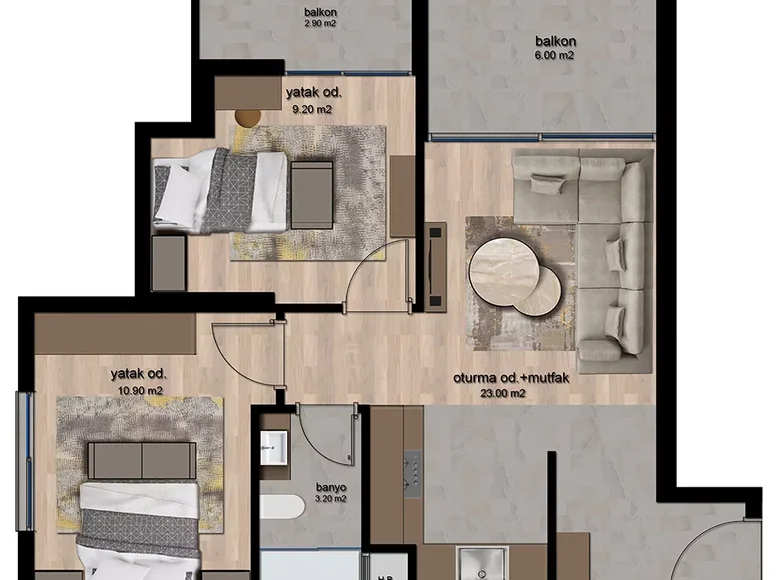 Квартира 3 комнаты 55 м² Мезитли, Турция