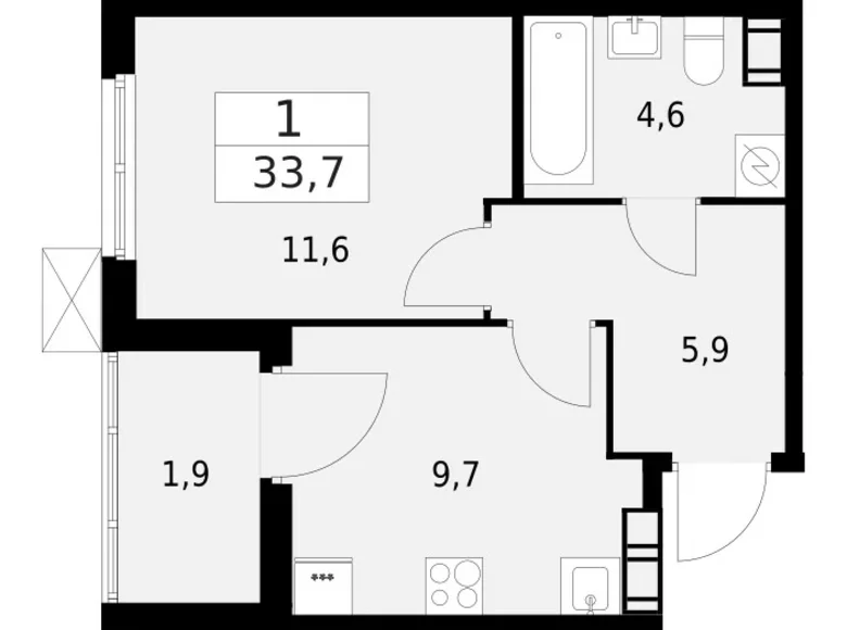 Apartamento 1 habitación 34 m² Krasnoye Selo, Rusia