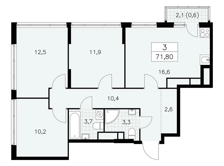 Apartamento 3 habitaciones 72 m² Moscú, Rusia
