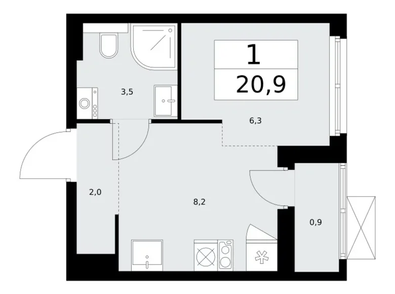 Wohnung 1 zimmer 21 m² Kommunarka, Russland