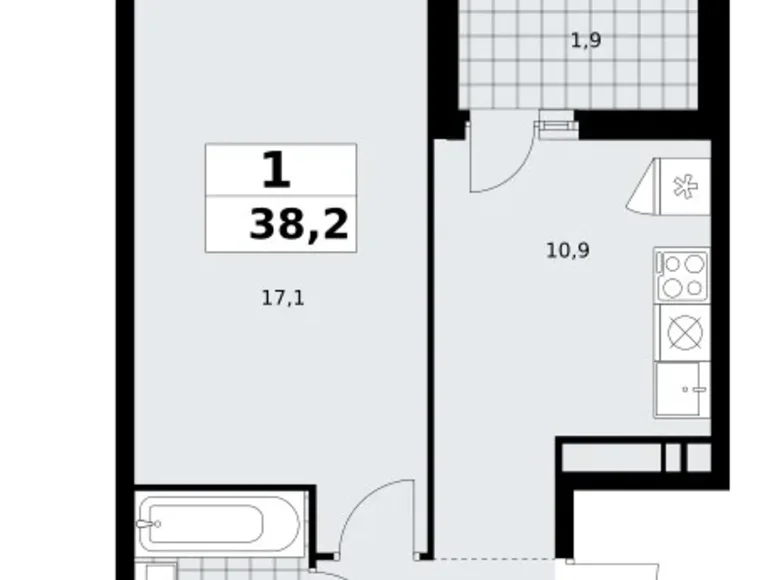 Mieszkanie 1 pokój 38 m² Kommunarka, Rosja
