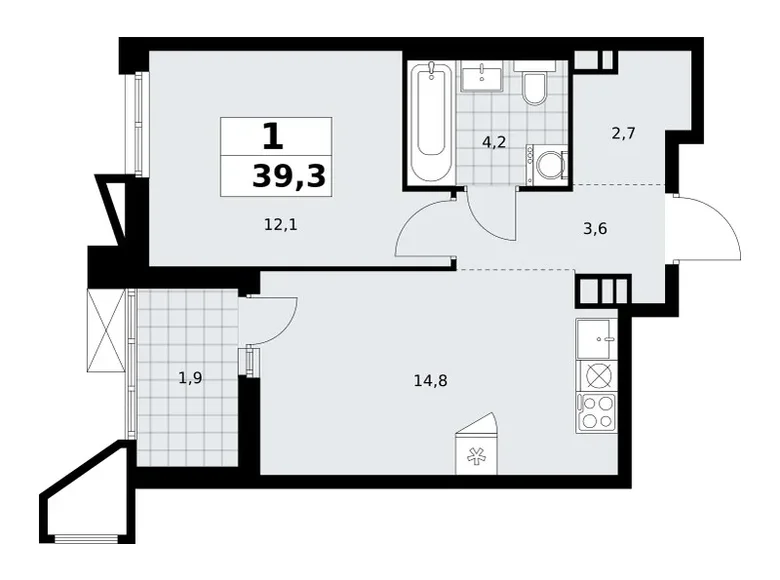 Mieszkanie 1 pokój 39 m² Kommunarka, Rosja