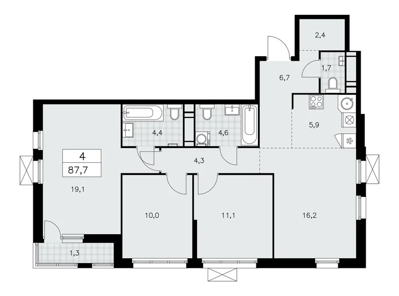 Wohnung 4 zimmer 88 m² Kommunarka, Russland