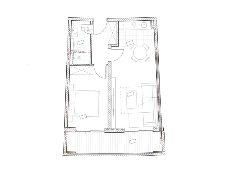 Квартира 1 комната 52 м² Boreti, Черногория