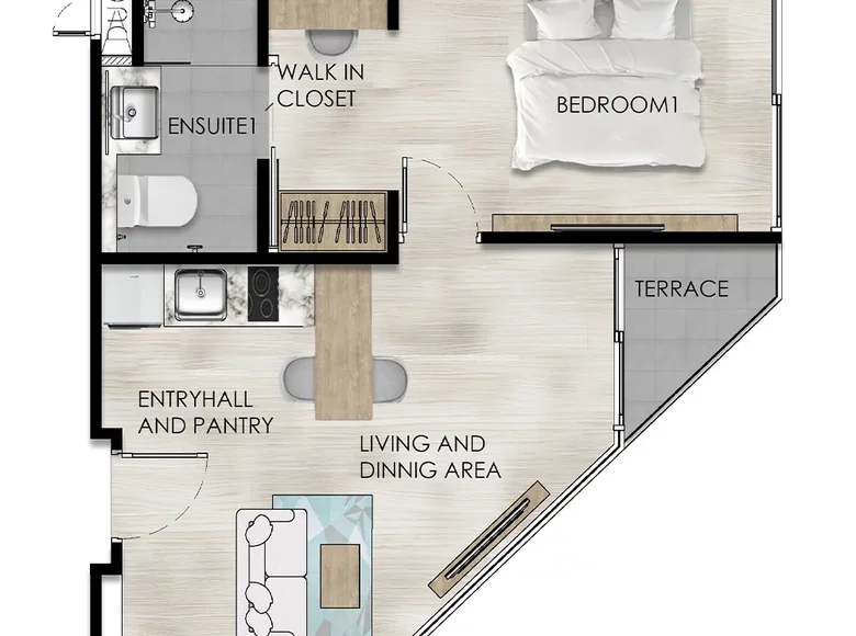 1 room apartment 40 m² Rawai, Thailand