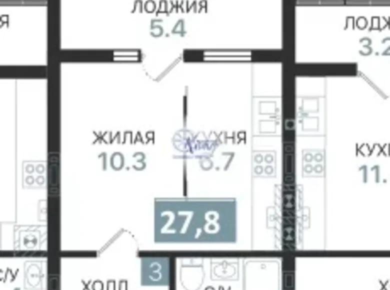1 room apartment 28 m² Baltiysk, Russia