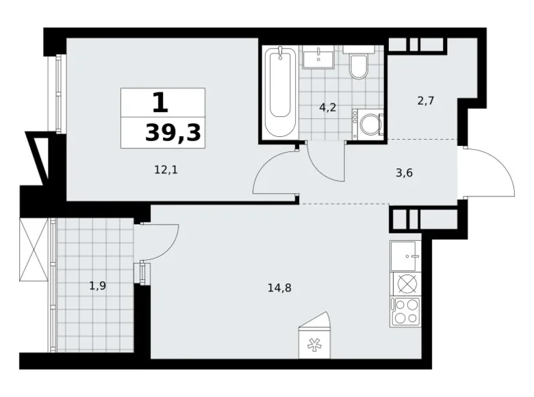 Apartamento 1 habitación 39 m² Kommunarka, Rusia