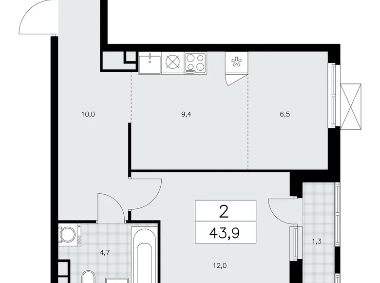 Квартира 2 комнаты 44 м² район Коммунарка, Россия