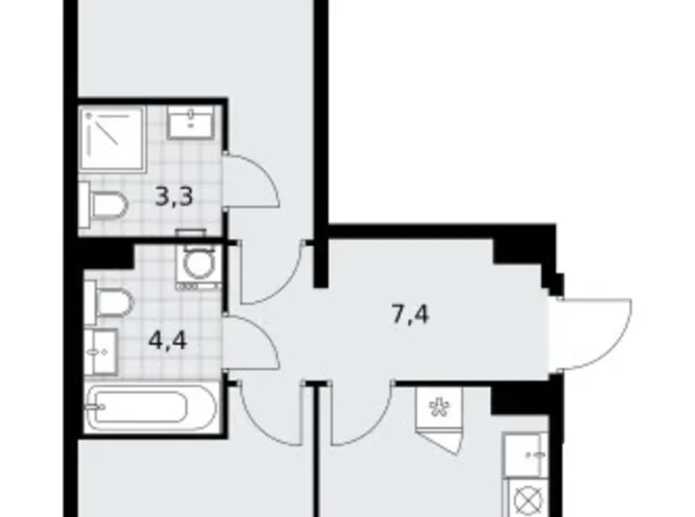 Apartamento 2 habitaciones 59 m² Troitsk, Rusia