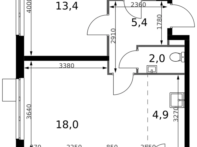 2 room apartment 48 m² Sapronovo, Russia