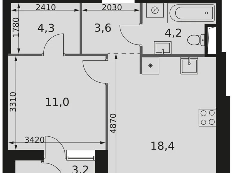 Apartamento 1 habitación 43 m² Moscú, Rusia