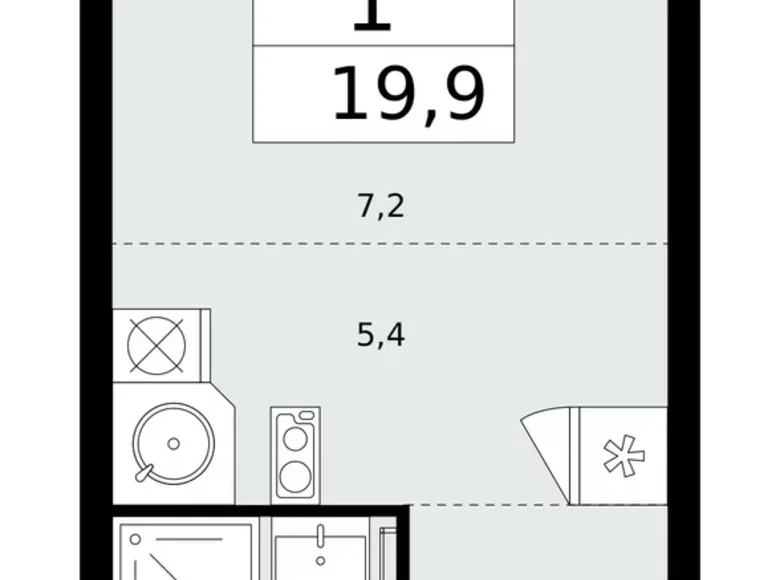 Квартира 1 комната 20 м² район Коммунарка, Россия