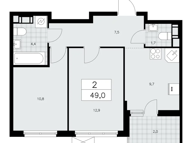 Квартира 2 комнаты 49 м² Красное Село, Россия