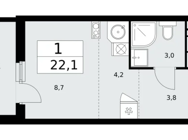 Apartamento 1 habitación 22 m² Kommunarka, Rusia
