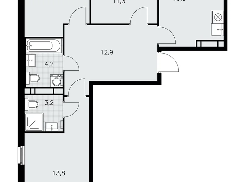 3 room apartment 73 m² Kommunarka, Russia