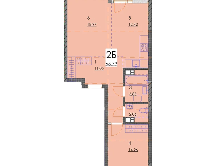 Wohnung 2 zimmer 66 m² Minsk, Belarus
