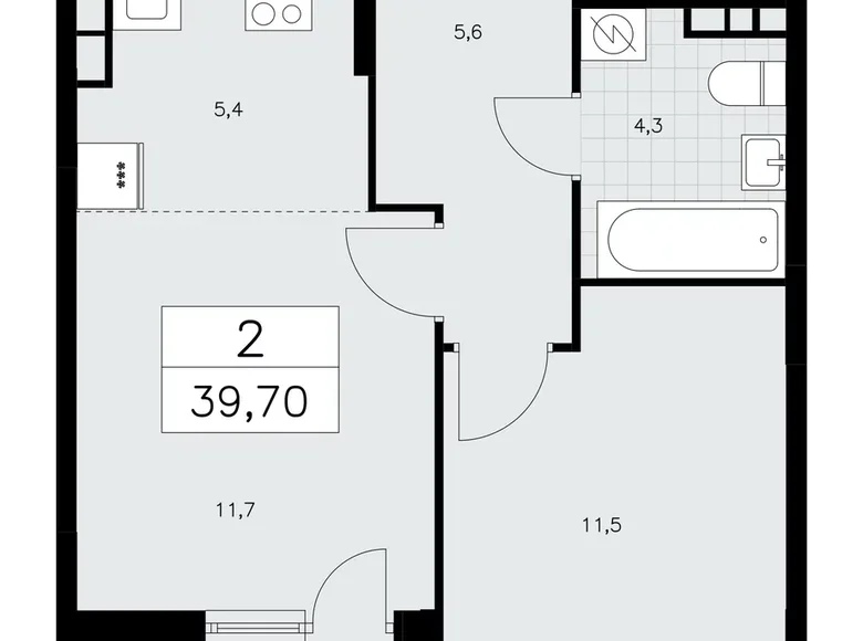 Wohnung 2 zimmer 40 m² Kommunarka, Russland