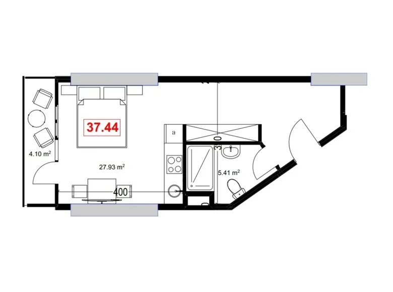 Apartamento 1 habitación 37 m² Batumi, Georgia