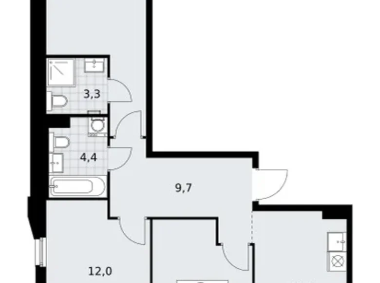 Apartamento 3 habitaciones 72 m² Troitsk, Rusia